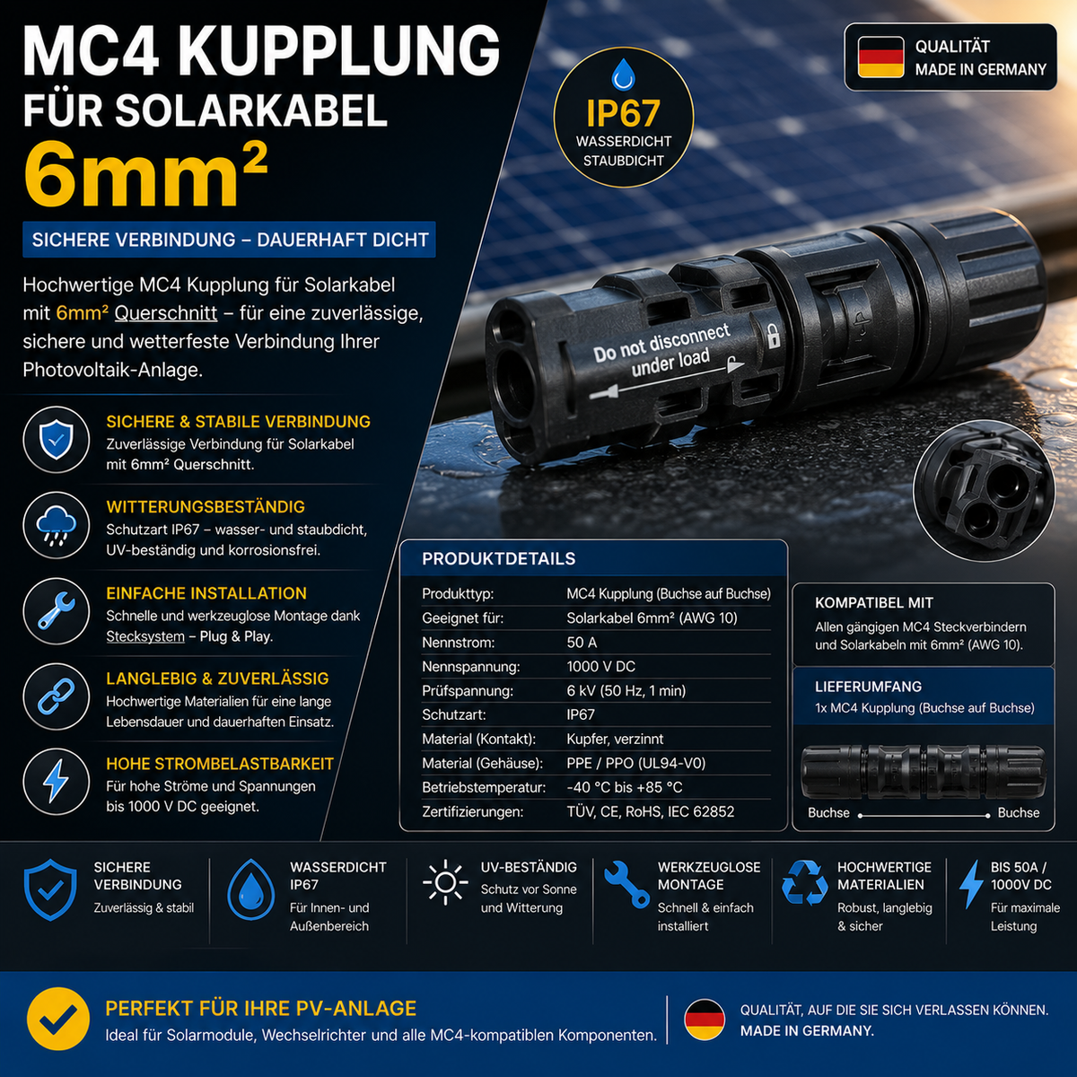 MC4 Kupplung für Solarkabel 6mm²
