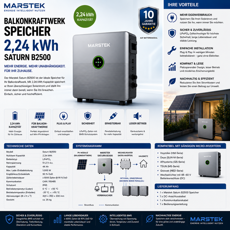 Marstek Balkonkraftwerkspeicher Speicher 2,24 kWh Saturn B2500