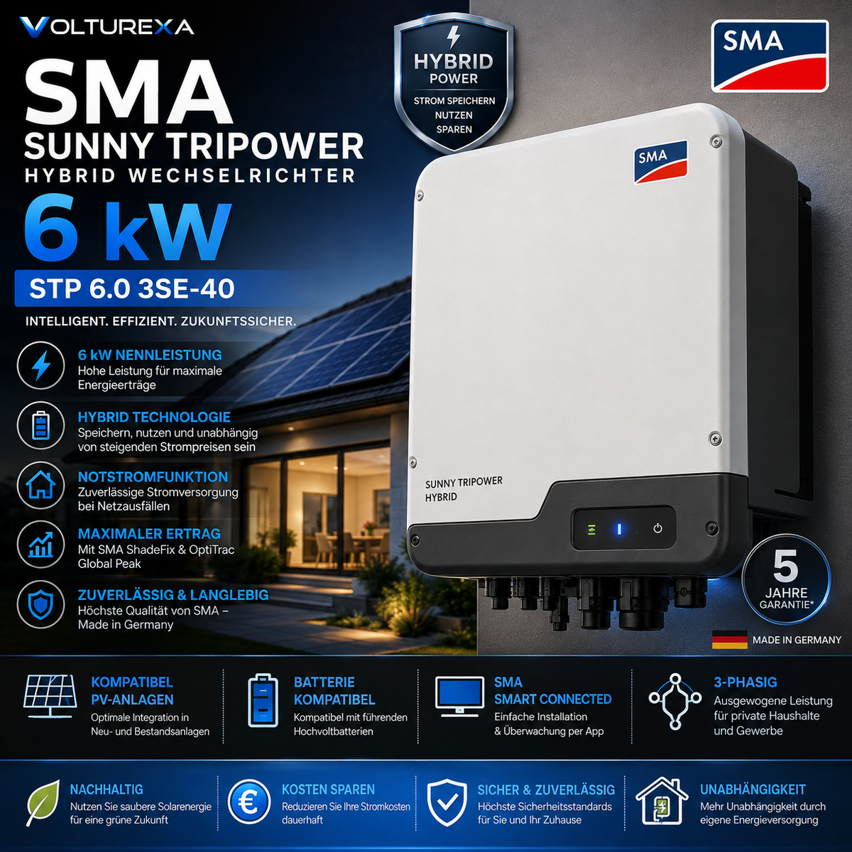 SMA Sunny Tripower Hybrid Wechselrichter 6 kW STP 6.0 3SE-40