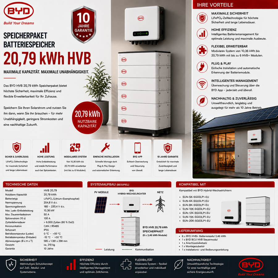 BYD Speicherpaket Batteriespeicher 20,79 kWh HVB