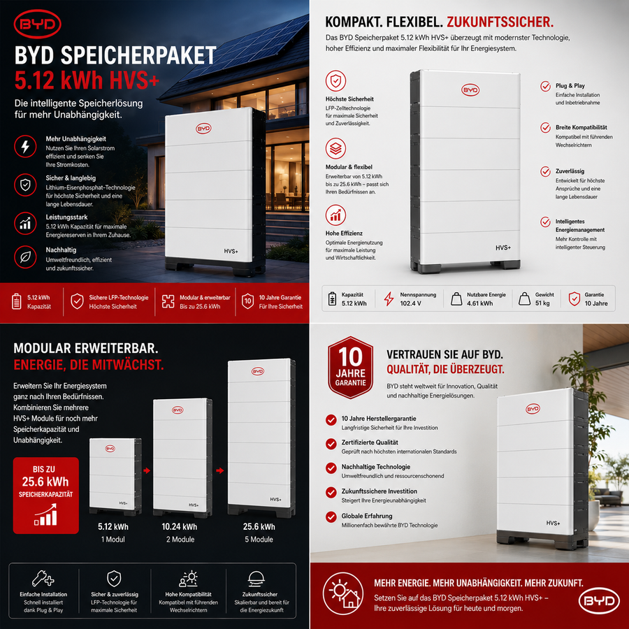BYD Speicherpaket Batteriespeicher 5.12 kWh HVS+