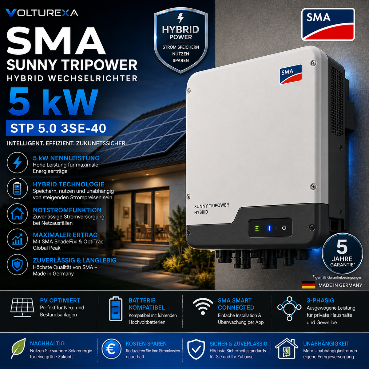 SMA Sunny Tripower Hybrid Wechselrichter 5 kW STP 5.0 3SE-40