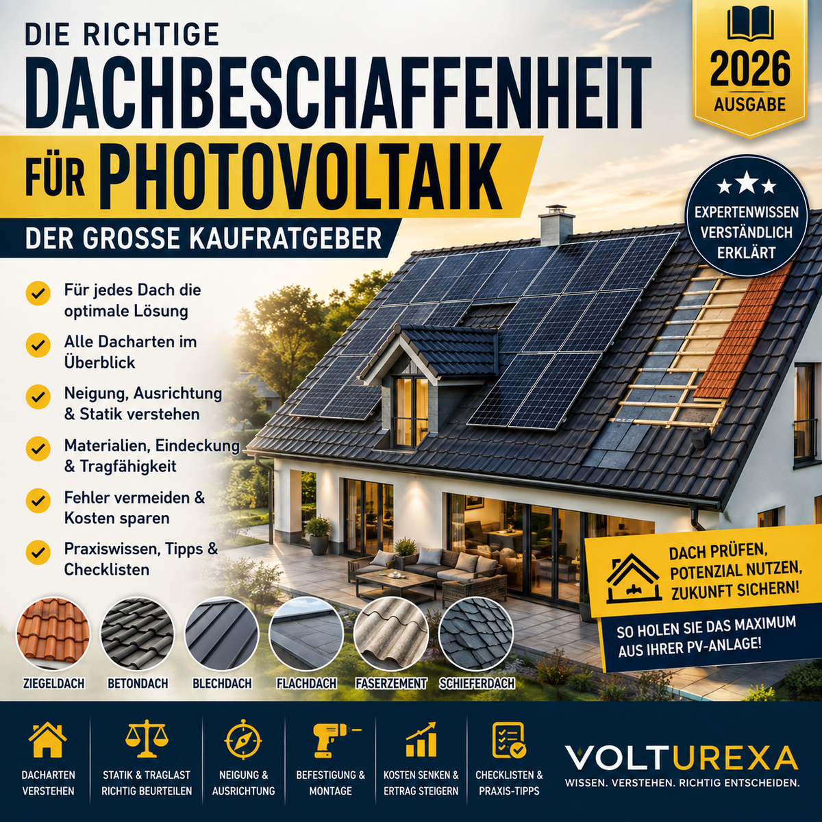 Die richtige Dachbeschaffenheit für Photovoltaik – Der große Kaufratgeber (Digitales E‑Book)